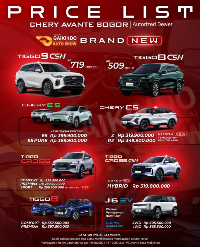 Pricelist Harga Chery cianjur 2025